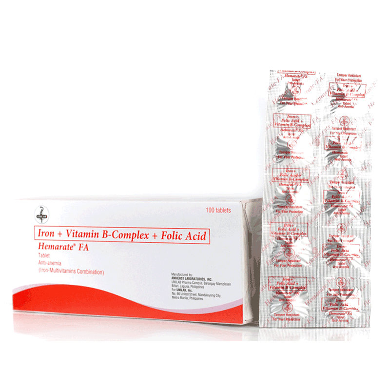 HEMARATE FA Iron / Vitamin B Complex / Folic Acid 60mg / 600mg / 20mg